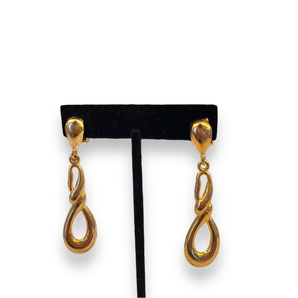 Vintage K&K 80s Gold Dangly Earrings